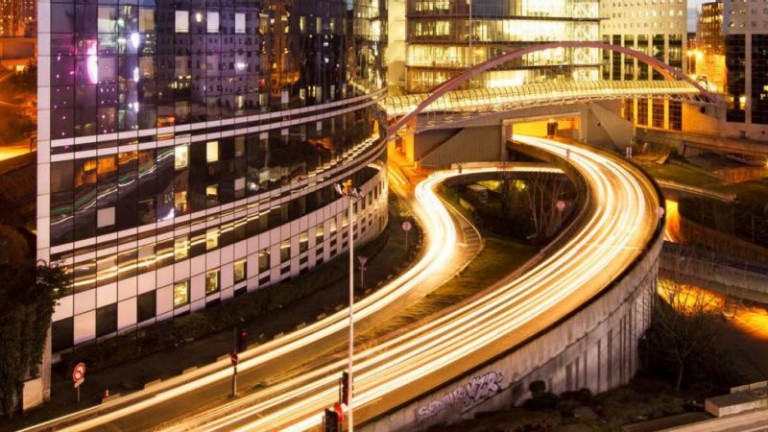 Urban highway at night