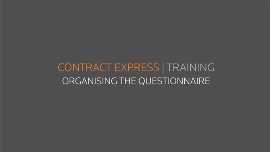 Contract Express Author - Organising the Questionnaire