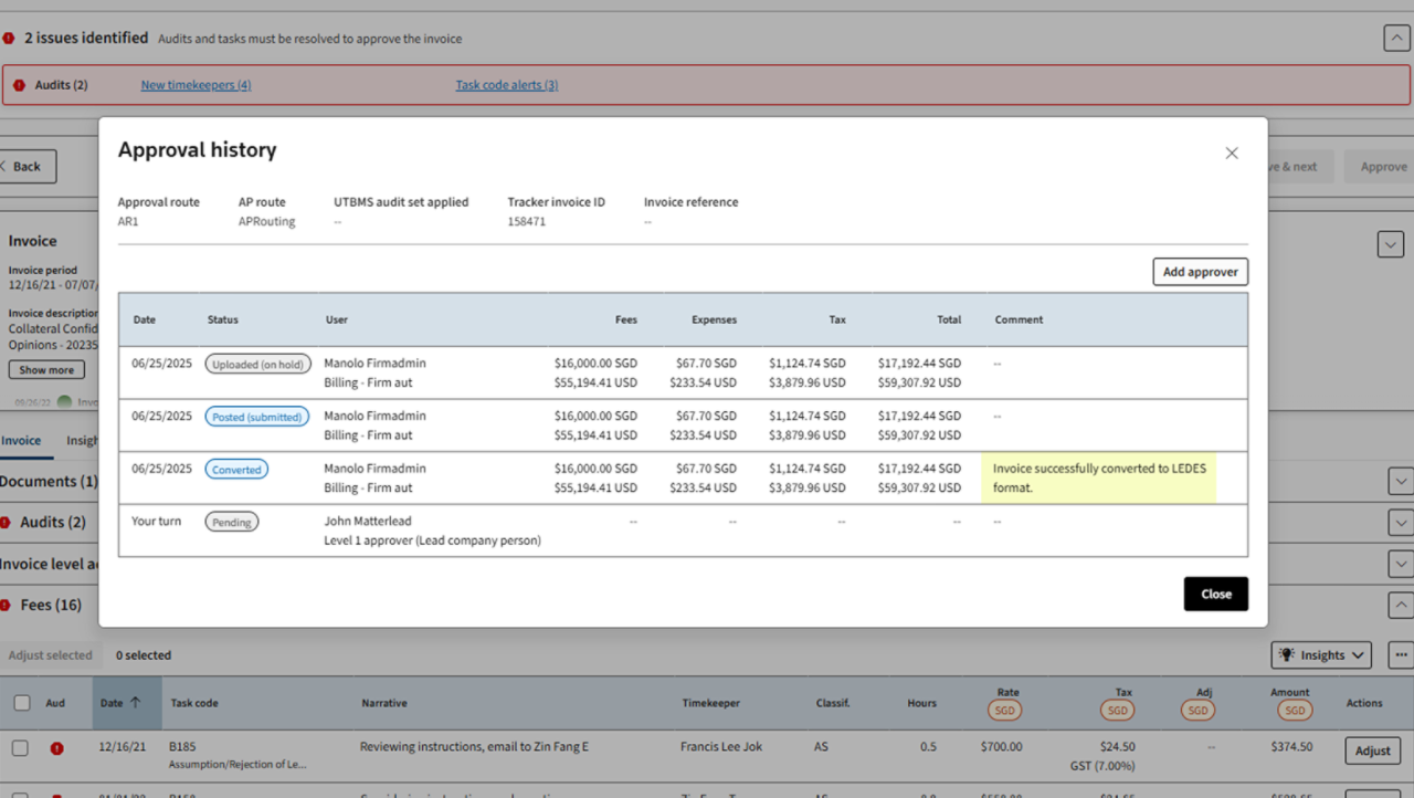 Legal Tracker - PDF to LEDES Converter - Enlarge Image